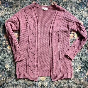 Women's Cable Knit Cardigan Sweater - Pink